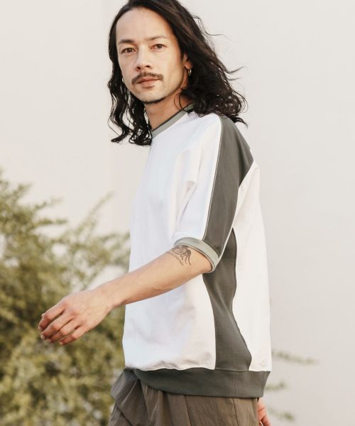 30%OFF【CAMBIO(カンビオ)】 Color Switch Dolman Sleeve Short Sleeve Cut sew Tシャツ(S25224cmb)