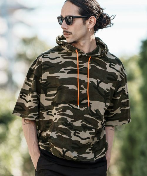50%OFF【CAMBIO(カンビオ)】Camouflage MINI URAKE Short Sleeve Parka パーカー(S24824cmb)