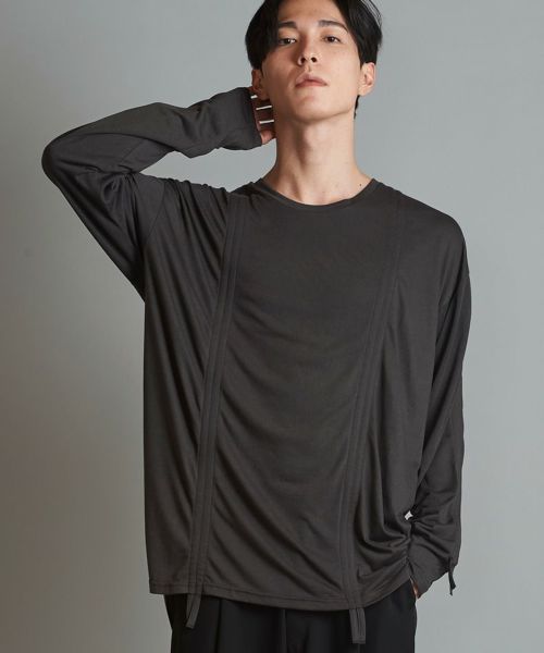 30%OFF【NO ID.(ノーアイディー)】ﾄﾞﾛｰｽﾄﾘﾝｸﾞｽﾗｳﾝﾄﾞBIG-T カットソー(454006-685T)