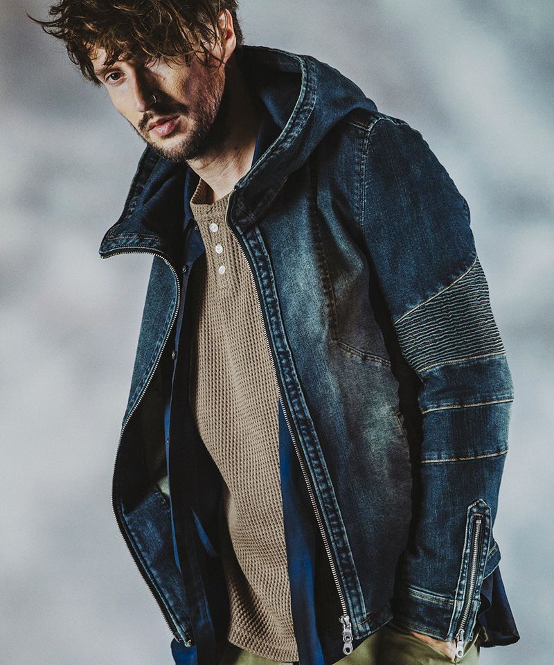 NO ID.(ノーアイディー)】ｱﾙﾃｨﾒｯﾄｽﾄﾚｯﾁﾃﾞﾆﾑﾌｰﾃﾞｯﾄﾞBLZ デニム 
