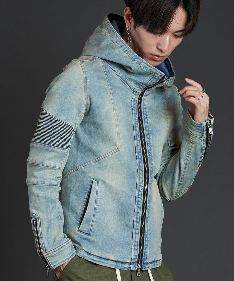 NO ID.(ノーアイディー)】ｱﾙﾃｨﾒｯﾄｽﾄﾚｯﾁﾃﾞﾆﾑﾌｰﾃﾞｯﾄﾞBLZ デニム  