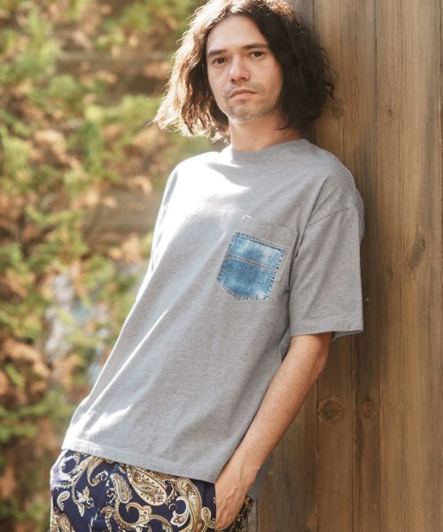 30%OFF【CAMBIO(カンビオ)】フェイクポケットプリントTシャツ（デニム）(2401069MCB)