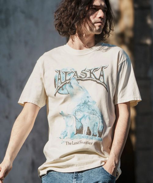 50%OFF【CAMBIO(カンビオ)】ヴィンテージロックT風スーベニアTシャツ（ALASKA）(2401072MCB)