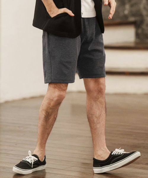 【CAMBIO(カンビオ)】Stripe Jacquard Slim Short Pants ショートパンツ(MIU-241-039)