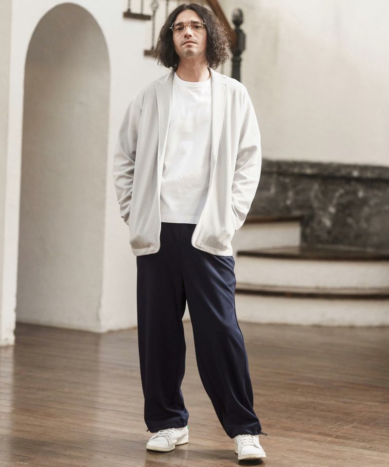 V12 ブラックパンツ 裾リブ付き 30%OFF【CAMBIO(カンビオ)】裾絞りポンチイージーパンツ(CMB