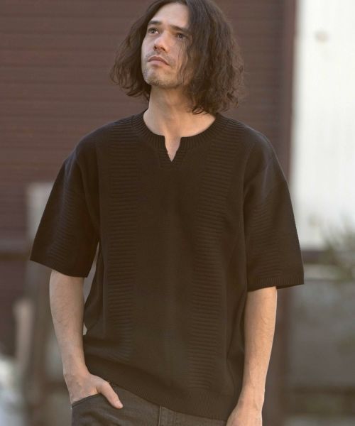 【CAMBIO(カンビオ)】 キーネックニットTシャツ(CB-24SY32)