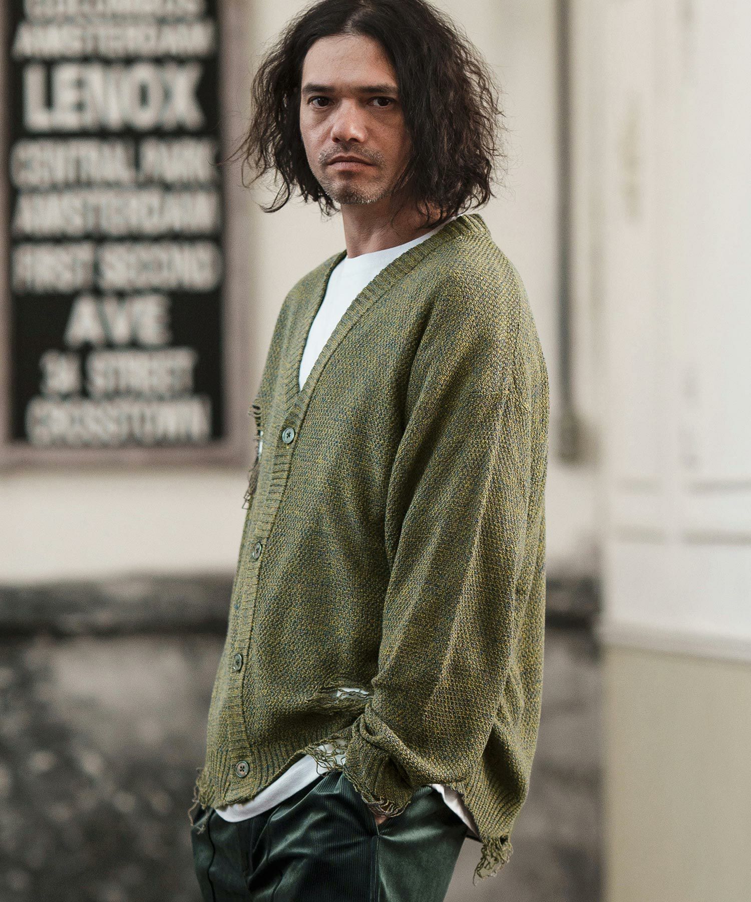 50%OFF【CAMBIO(カンビオ)】メランジダメージカーディガン | CAMBIO