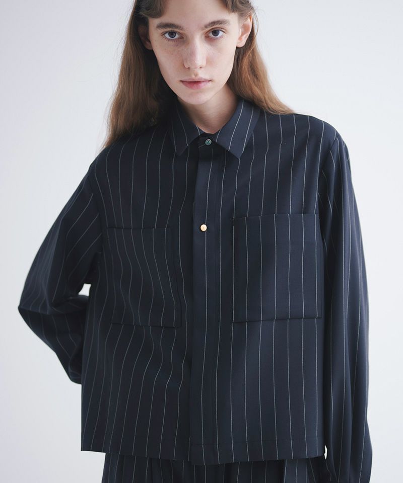 CULLNI(クルニ)】Stripe Twill Square Pocket Shirt シャツ(24-SS-032B 