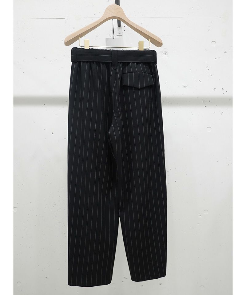 30%OFF【CULLNI(クルニ)】Stripe Twill 2 Tuck Wide Pants with Long Belt タックワイドパンツ(24-SS-015B)  | CAMBIO カンビオ