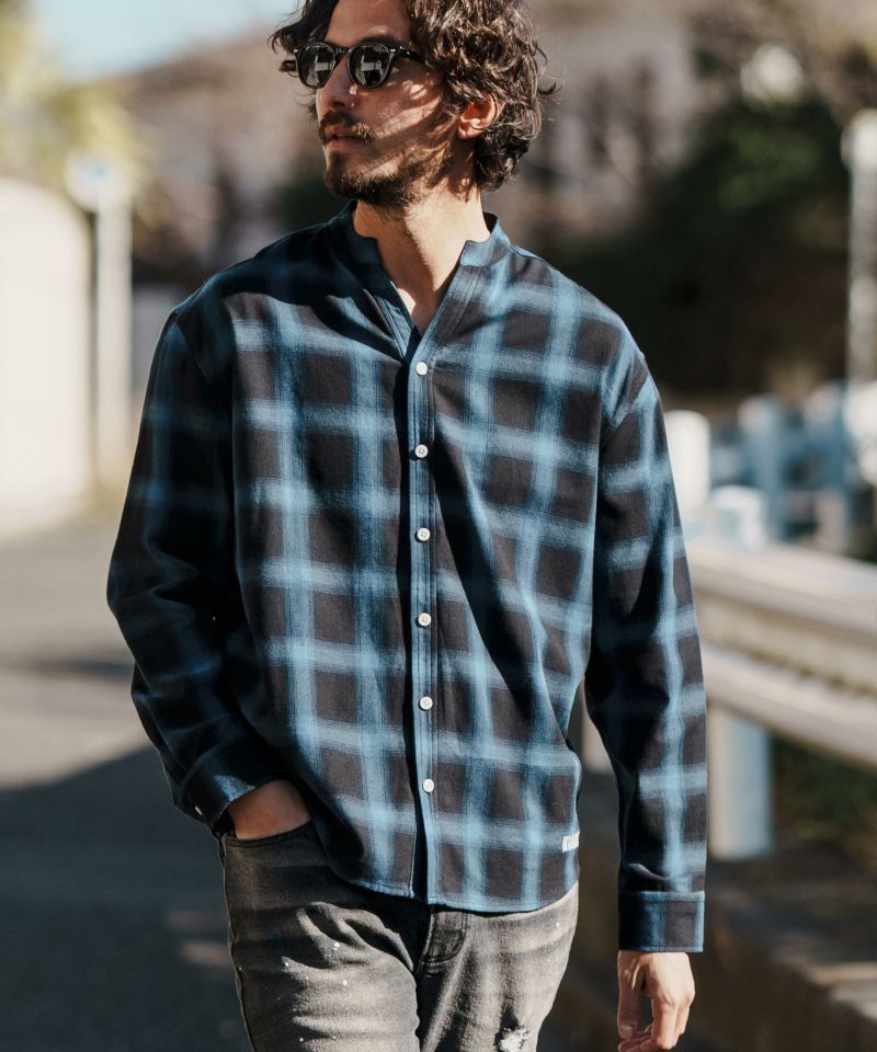 50%OFF【felkod(フィルコッド)】 Cool Check Flannel Band Collar
