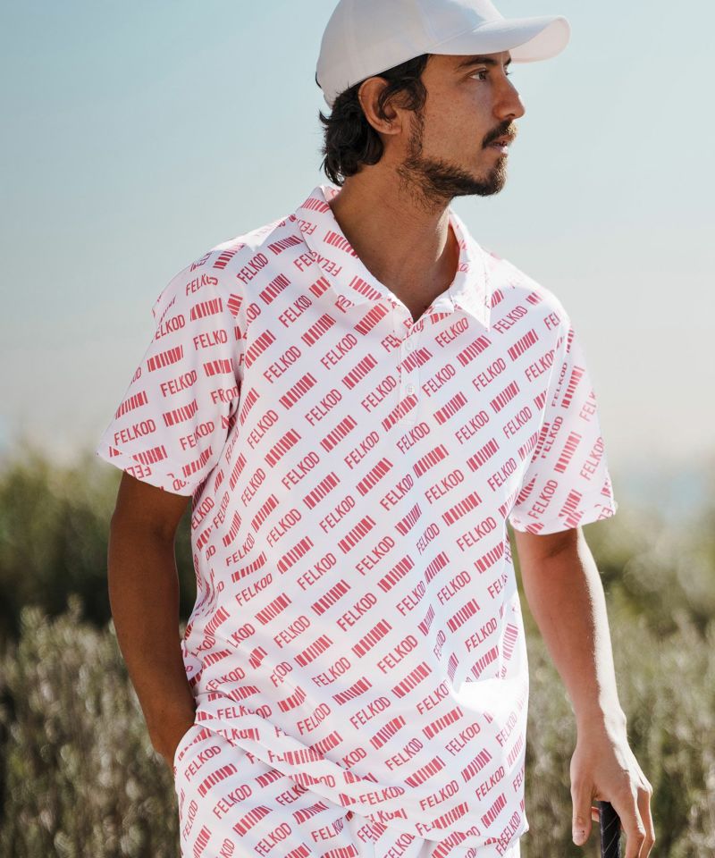 felkodメンズゴルフシャツ 30%OFF【felkod(フィルコッド)】All Over Barcode Logo Polo
