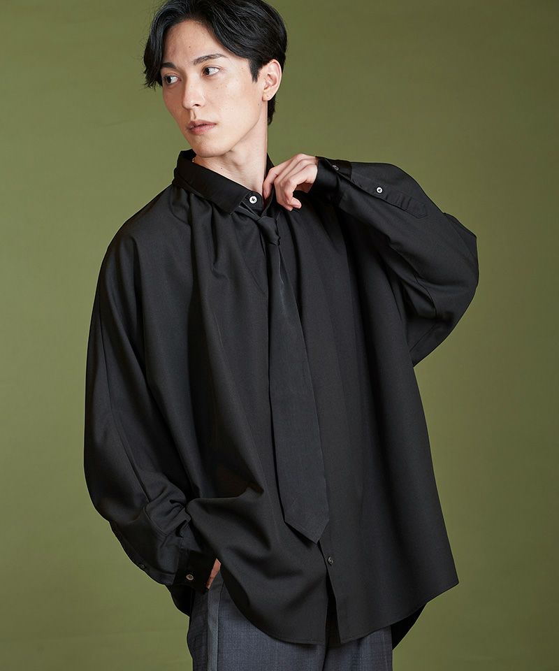 60%OFF【NO ID.(ノーアイディー)】ﾈｸﾀｲ付ﾈｯｸｷﾞｬｻﾞｰBIG-SH シャツ