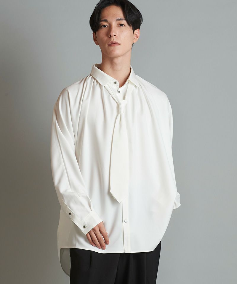 60%OFF【NO ID.(ノーアイディー)】ﾈｸﾀｲ付ﾈｯｸｷﾞｬｻﾞｰBIG-SH シャツ