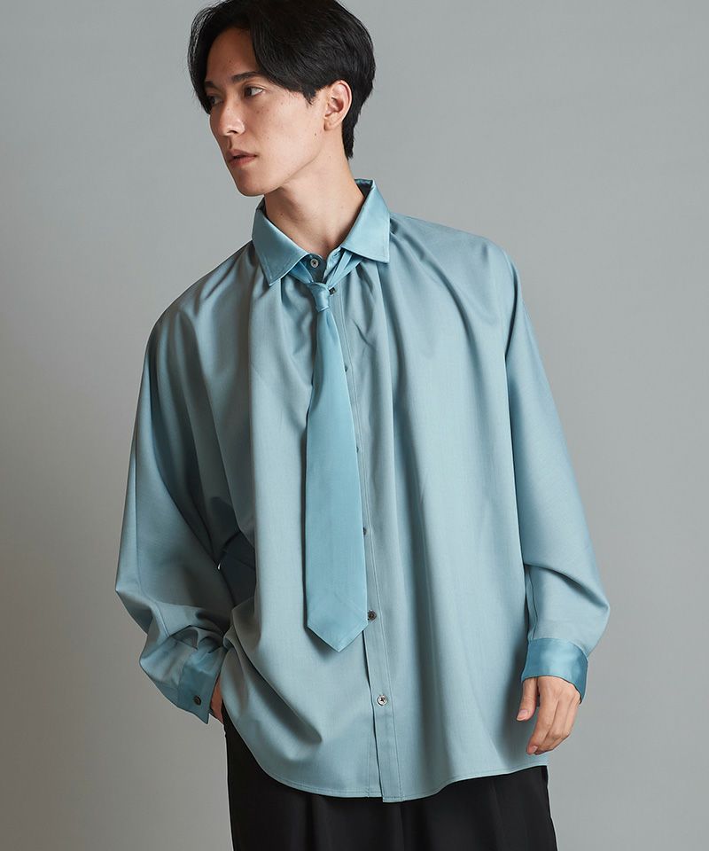 60%OFF【NO ID.(ノーアイディー)】ﾈｸﾀｲ付ﾈｯｸｷﾞｬｻﾞｰBIG-SH シャツ