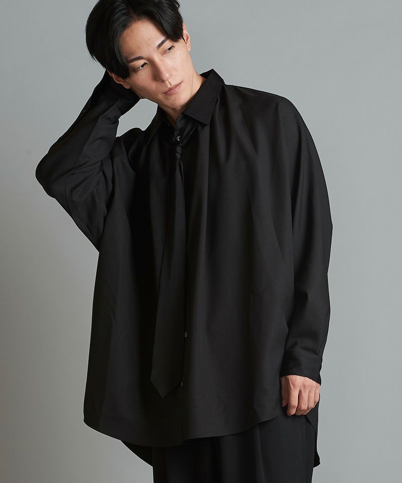 nao② 60%OFF【NO ID.(ノーアイディー)】ﾈｸﾀｲ付ﾈｯｸｷﾞｬｻﾞｰBIG-SH シャツ