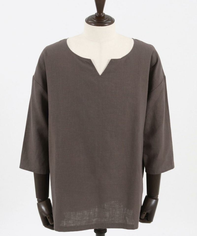 30%OFF【Jih Nunc(ジーヌンク)】コットンリネンキーネック7分袖