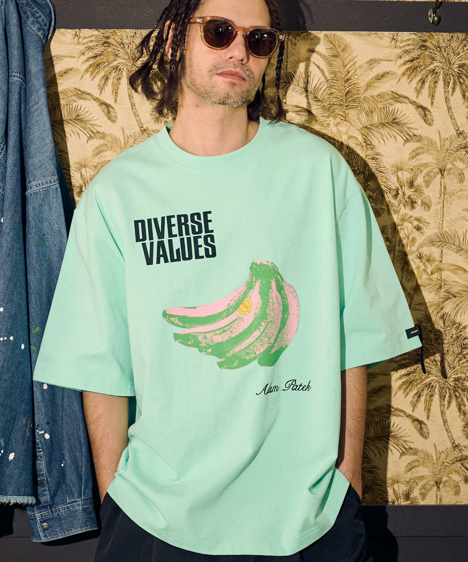 ADAMPATEK ストライプTシャツ グレー ADAM PATEK(アダムパテック)】 pop art short sleeve Tシャツ