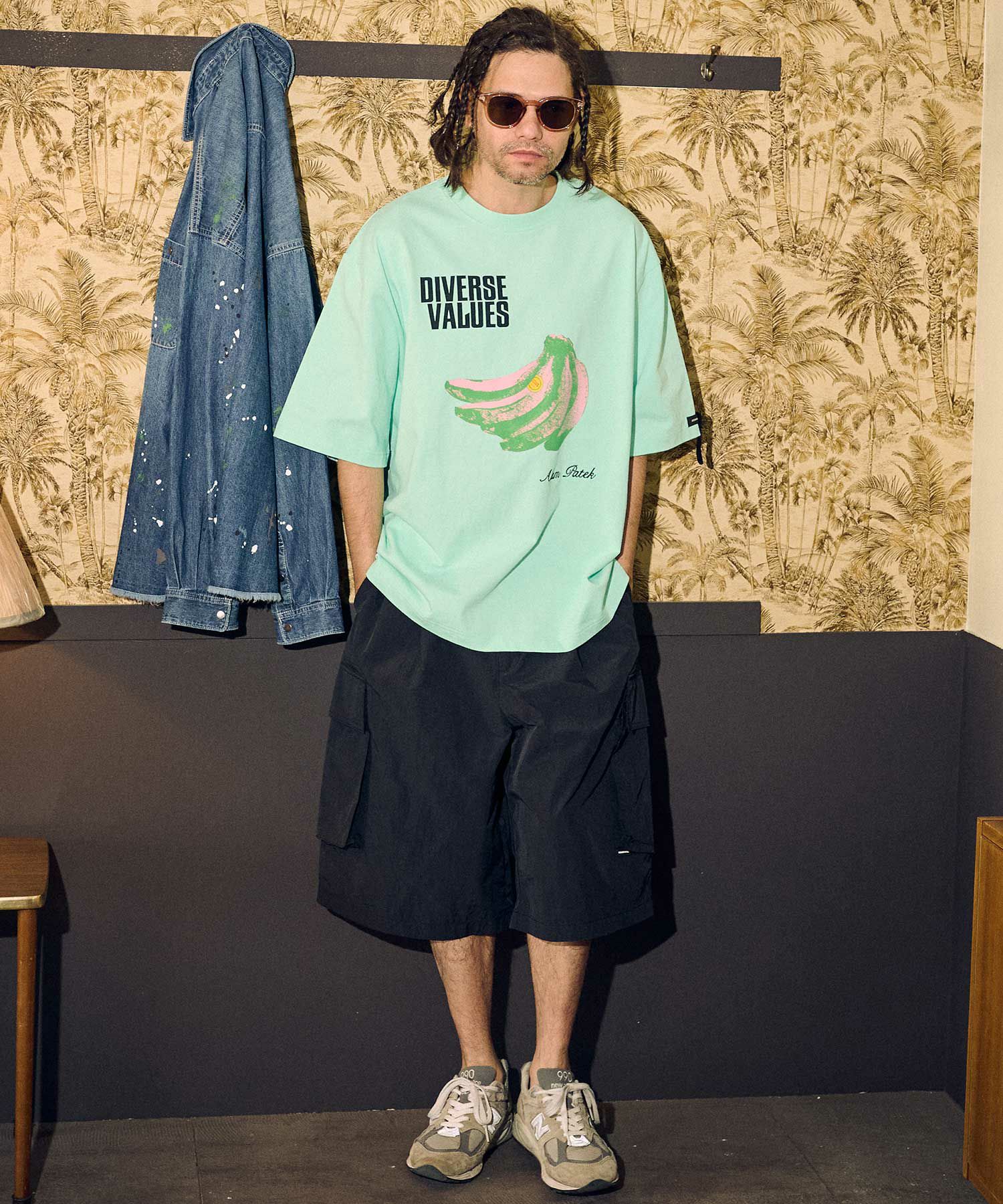 ADAMPATEK ストライプTシャツ グレー ADAM PATEK(アダムパテック)】 pop art short sleeve Tシャツ