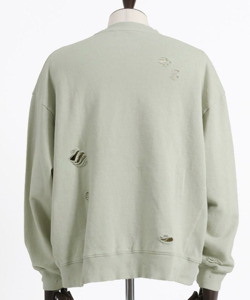 デン商品です 50%OFF【CAMBIO(カンビオ)】裏毛製品染めダメージクルーネック