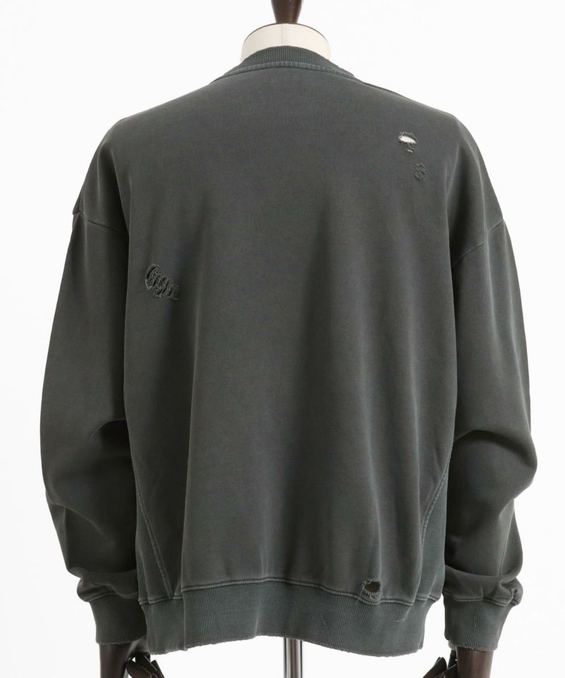 50%OFF【CAMBIO(カンビオ)】裏毛製品染めダメージクルーネック
