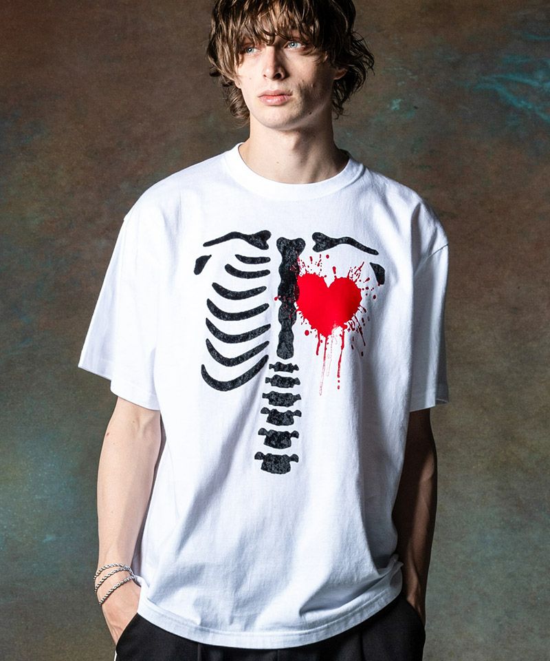 glamb(グラム)】Velour Skeleton T-Shirt ベロアスケルトンTシャツ 