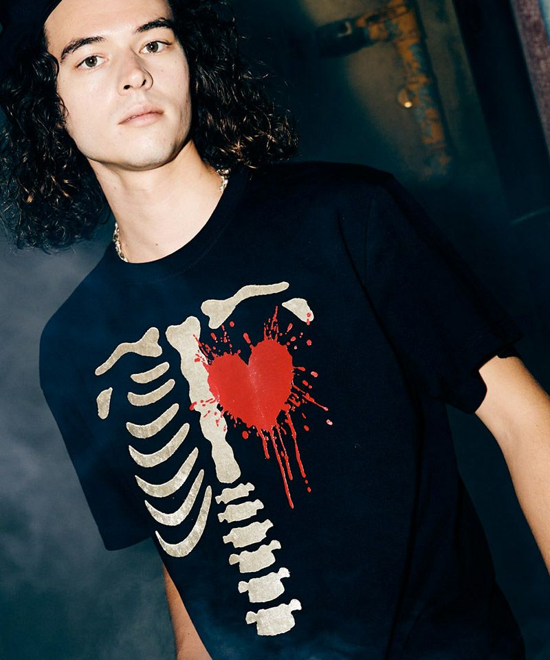 glamb(グラム)】Velour Skeleton T-Shirt ベロアスケルトンTシャツ 