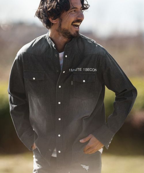 30%OFF【1minute 1second(ワンミニットワンセカンド)】 band collar western shirts ウェスタンシャツ(1M24N050)