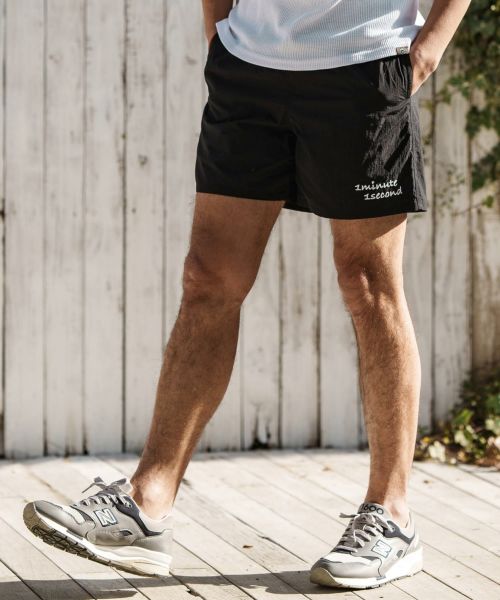 30%OFF【1minute 1second(ワンミニットワンセカンド)】 shrink nylon swim shorts ショートパンツ(1M24N230)