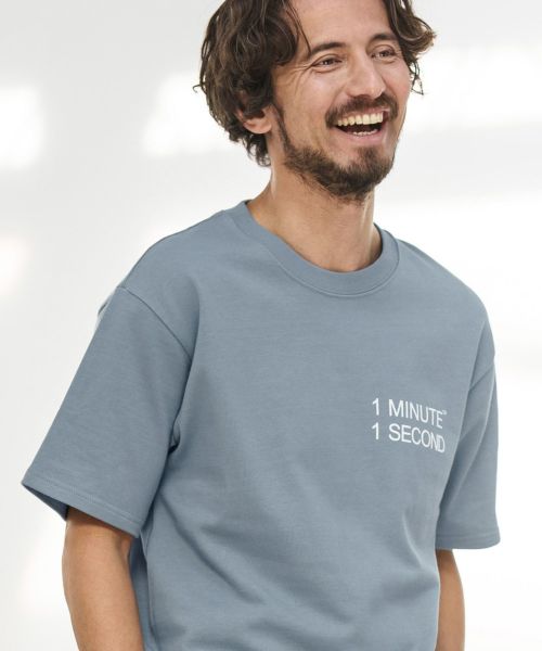 30%OFF【1minute 1second(ワンミニットワンセカンド)】10oz heavy weight cut&sewn logo printed Tシャツ(1M24N290)