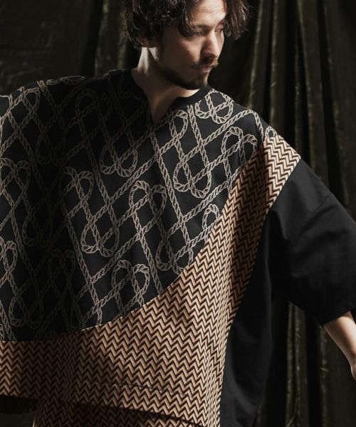 【ANGENEHM(アンゲネーム)】 Patterned switching T-shirt Tシャツ(AG02-041sce)