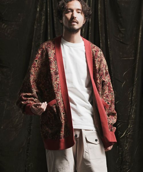 30%OFF【ANGENEHM(アンゲネーム)】 Paisley texture sweater cardigan カーディガン(AG02-022sce)