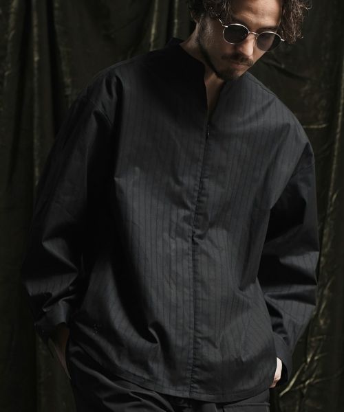 【ANGENEHM(アンゲネーム)】Fastener skipper design shirt スキッパーシャツ(AG02-017sce)