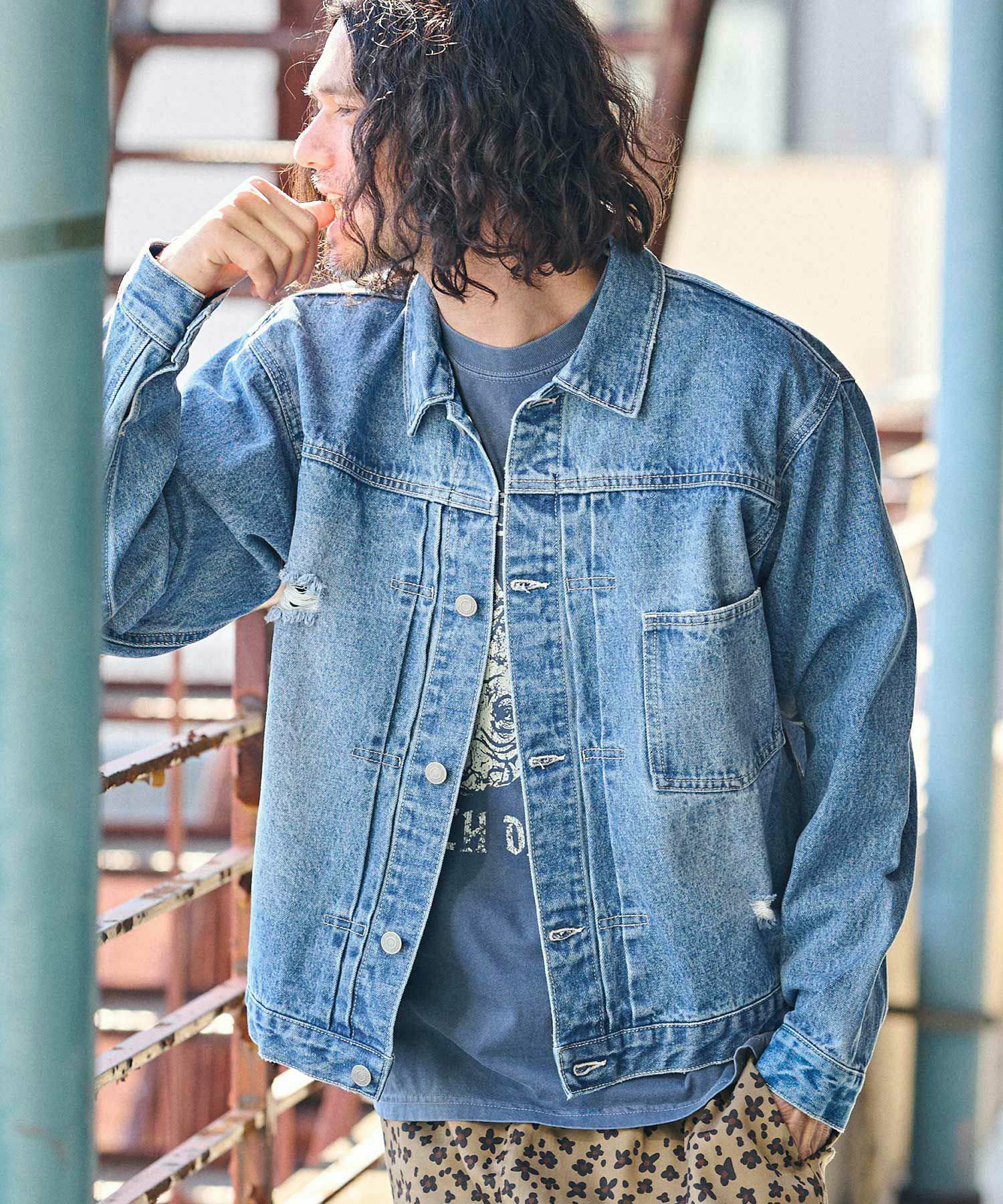 CAMBIO(カンビオ)】ダメージ加工ファーストデニムジャケットGジャン  