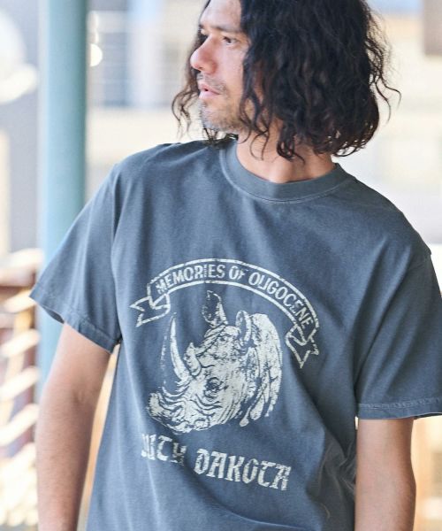 30%OFF【CAMBIO(カンビオ)】 ヴィンテージ風Tシャツ（Rhinoceros）(2401081MCB)
