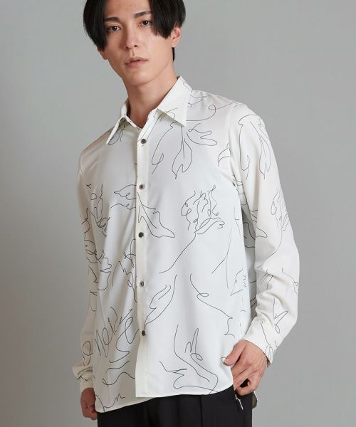 50%OFF【NO ID.(ノーアイディー)】ﾌﾗﾜｰｽｹｯﾁﾌﾟﾘﾝﾄSH シャツ(854006-726S)