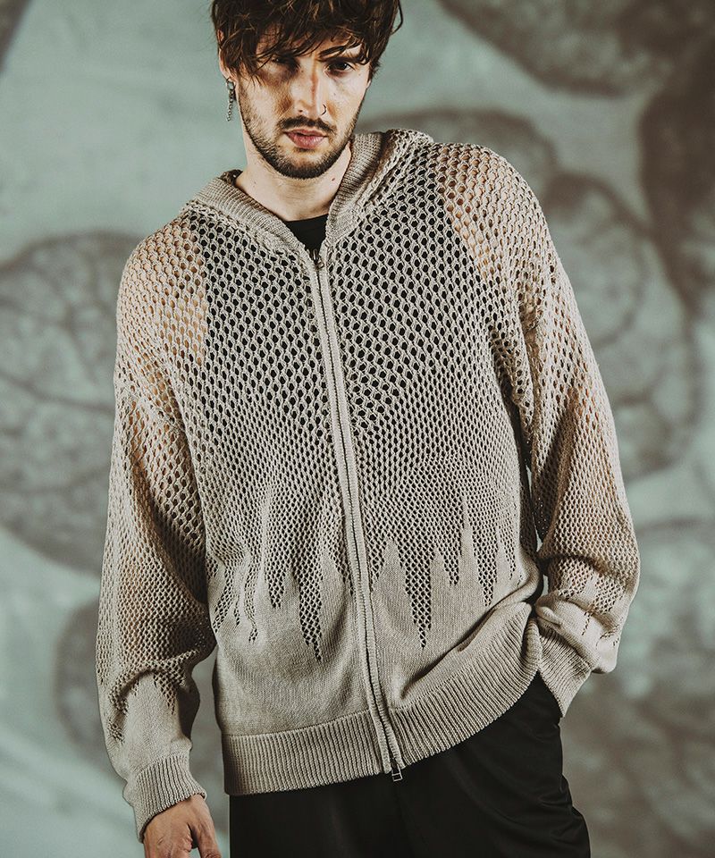 30%OFF【NO ID.(ノーアイディー)】ｸﾞﾗﾃﾞｰｼｮﾝｼｱｰﾆｯﾄZIPﾊﾟｰｶ(854010-729K 