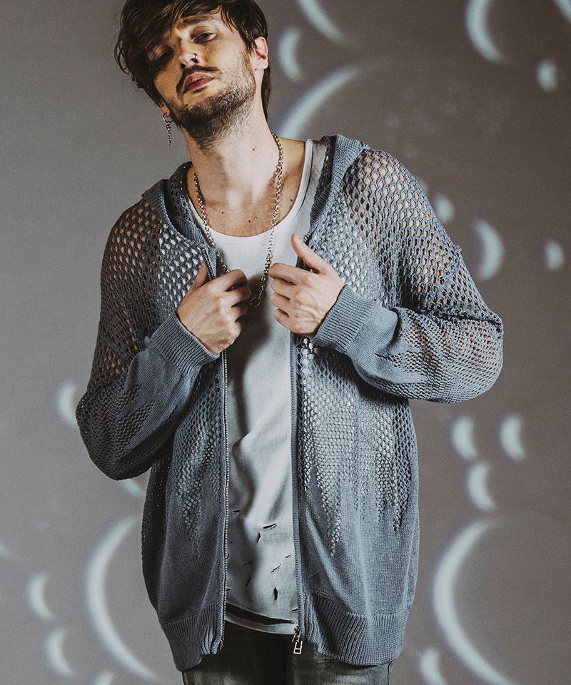 30%OFF【NO ID.(ノーアイディー)】ｸﾞﾗﾃﾞｰｼｮﾝｼｱｰﾆｯﾄZIPﾊﾟｰｶ(854010-729K 