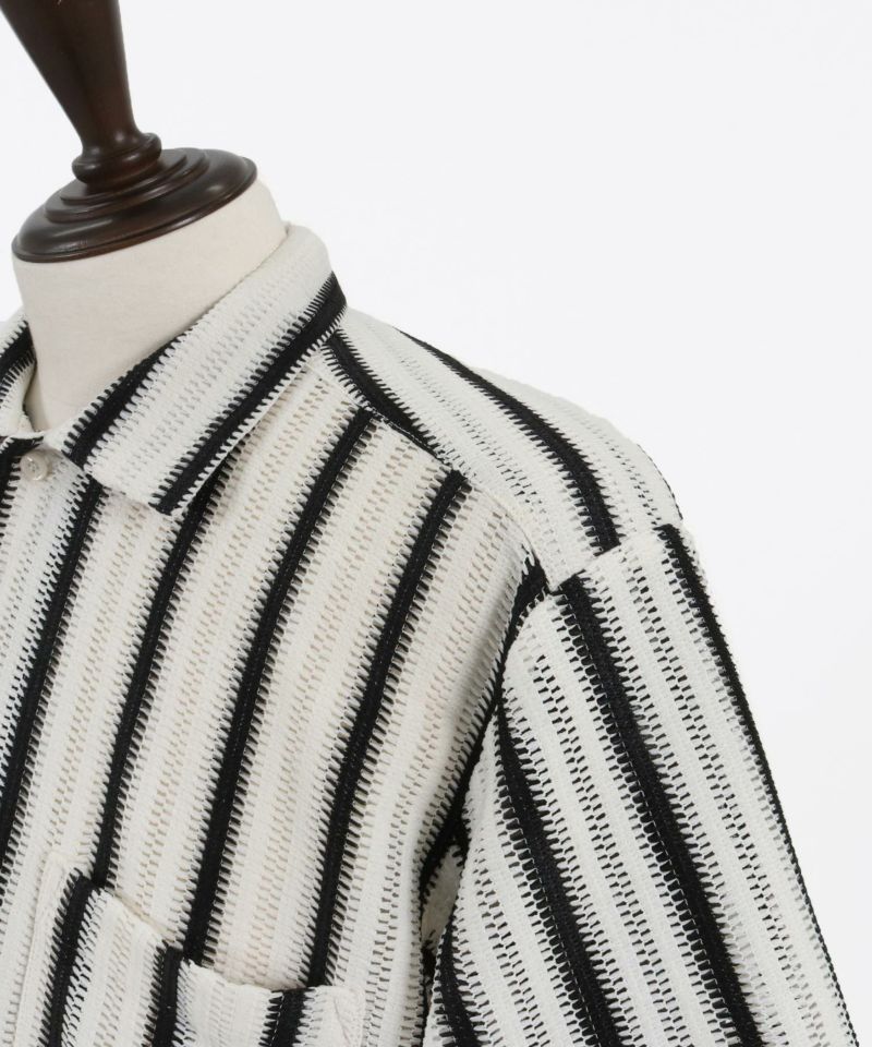 50%OFF【CAMBIO(カンビオ)】カギ針レギュラーカラー半袖シャツ