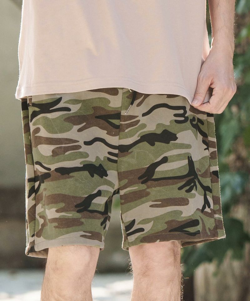 30%OFF【CAMBIO(カンビオ)】Camouflage Print Sweat Short Pants