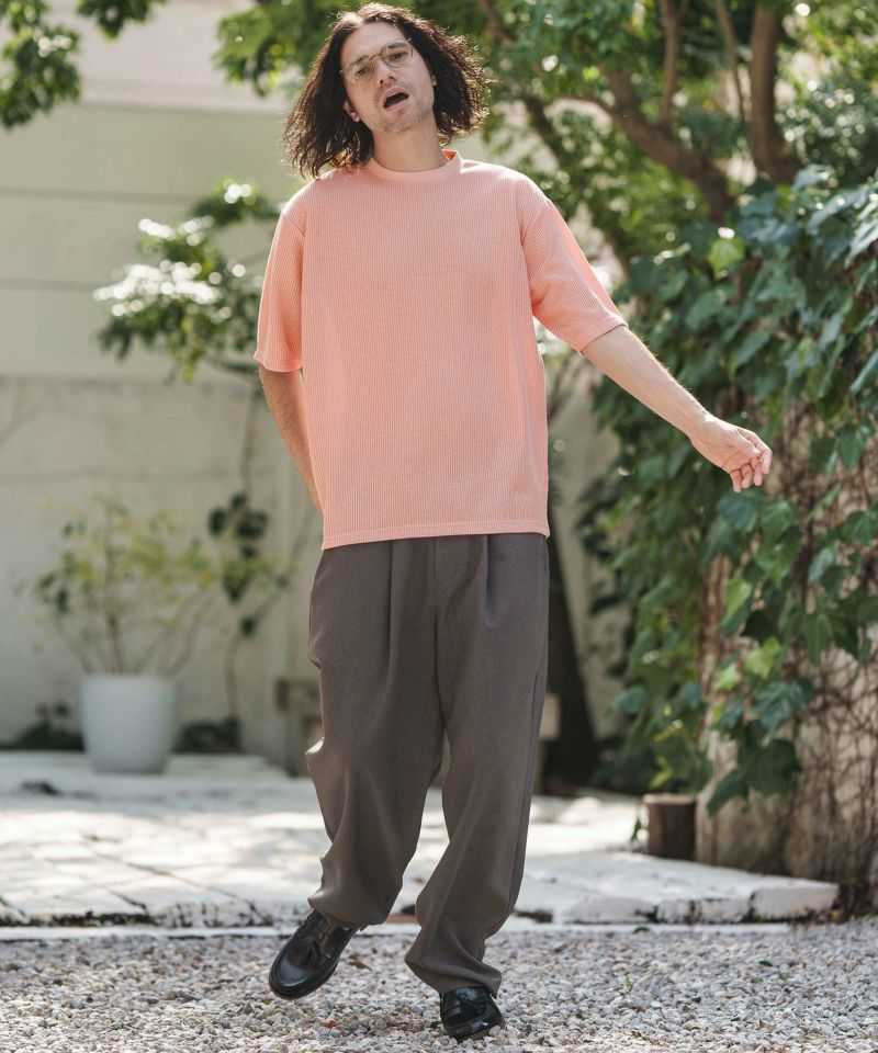 50%OFF【CAMBIO(カンビオ)】畦編みクルーネックTシャツ(CA02