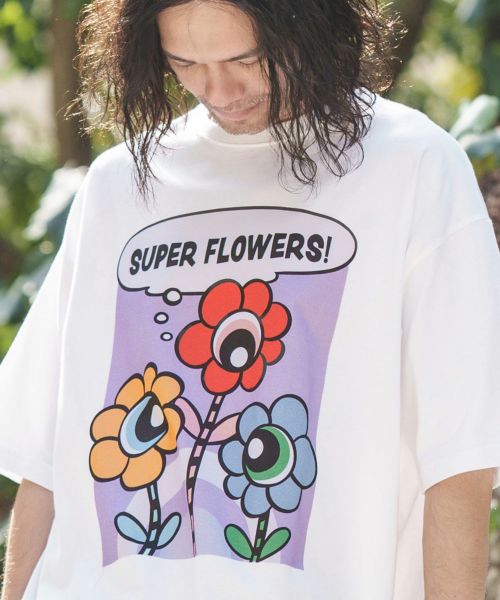 【CAMBIO(カンビオ)】ビッグシルエットプリントTシャツ（Super Flowers）(CASD-115)