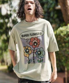 オリジナルデザインTシャツ、ピチT ホワイト フレイムシフトフラワーカットソー（Tシャツ） | tk.TAKEO
