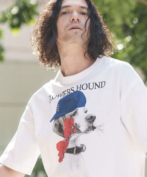 【CAMBIO(カンビオ)】 ビッグシルエットプリントTシャツ（Flower Hound）(2401076MCB)
