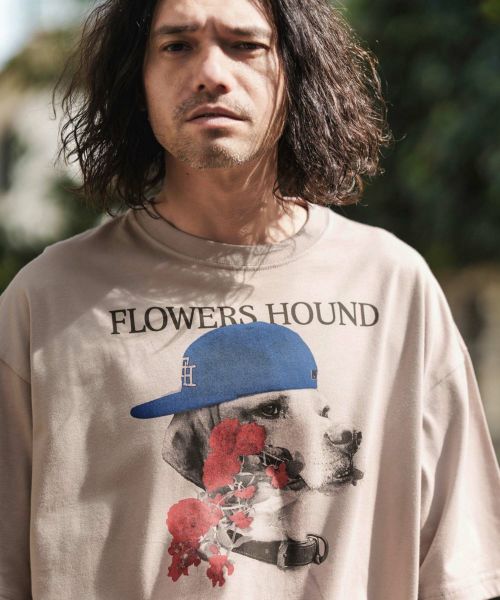 【CAMBIO(カンビオ)】 ビッグシルエットプリントTシャツ（Flower Hound）(2401076MCB)