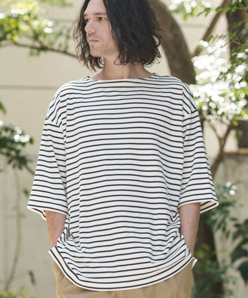 30%OFF【CAMBIO(カンビオ)】テレコリブボーダーTシャツ