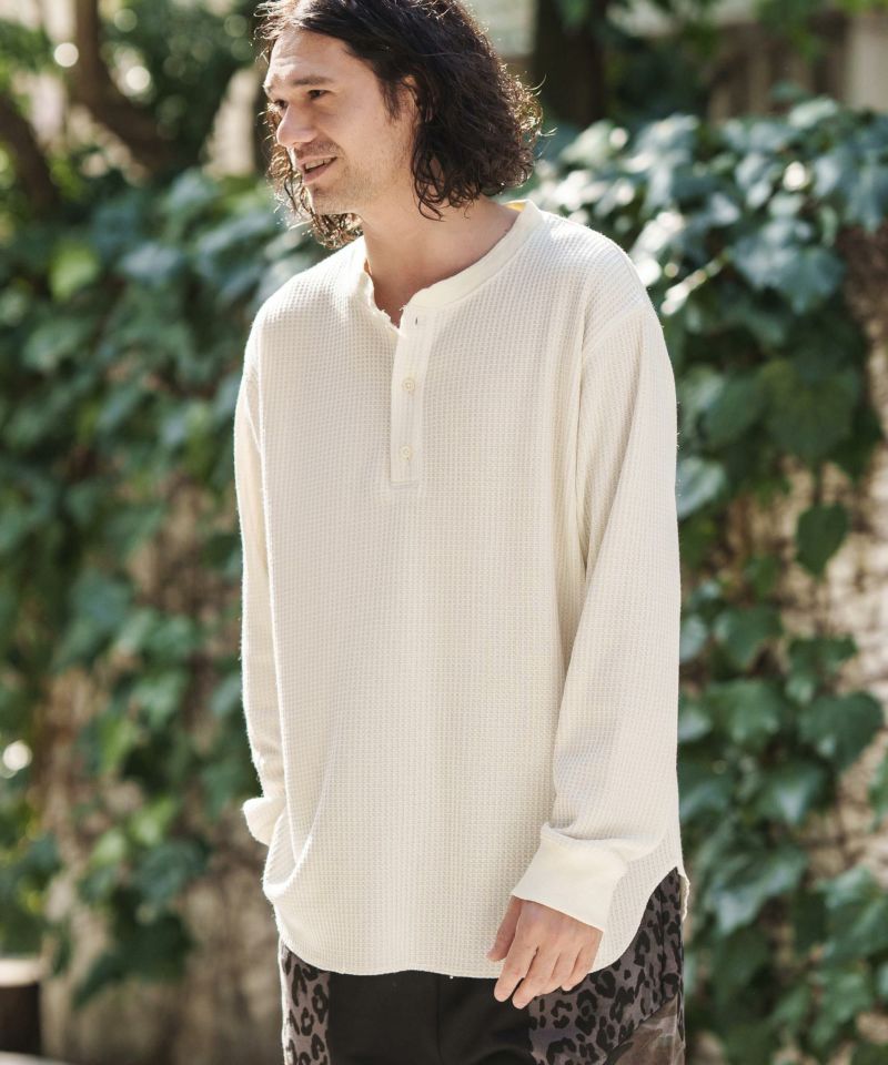 50%OFF【CAMBIO(カンビオ)】ポリエステルワッフルヘンリーネック