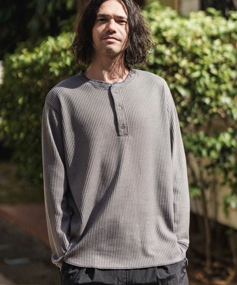 50%OFF【CAMBIO(カンビオ)】ポリエステルワッフルヘンリーネック