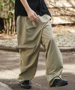 50%OFF【CAMBIO(カンビオ)】 ナイロン2タックワイドイージーパンツ(CAM