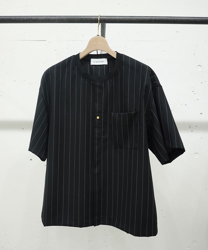 30%OFF【CULLNI(クルニ)】Stripe Twill Front Fly Like Short Sleeve 