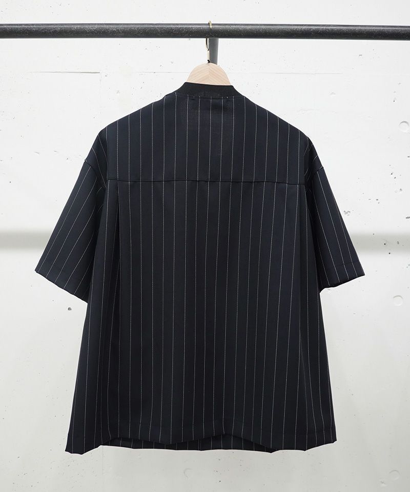 【CULLNI(クルニ)】Stripe Twill Front Fly Like Short Sleeve Pullover  プルオーバーシャツ(24-SS-031B)